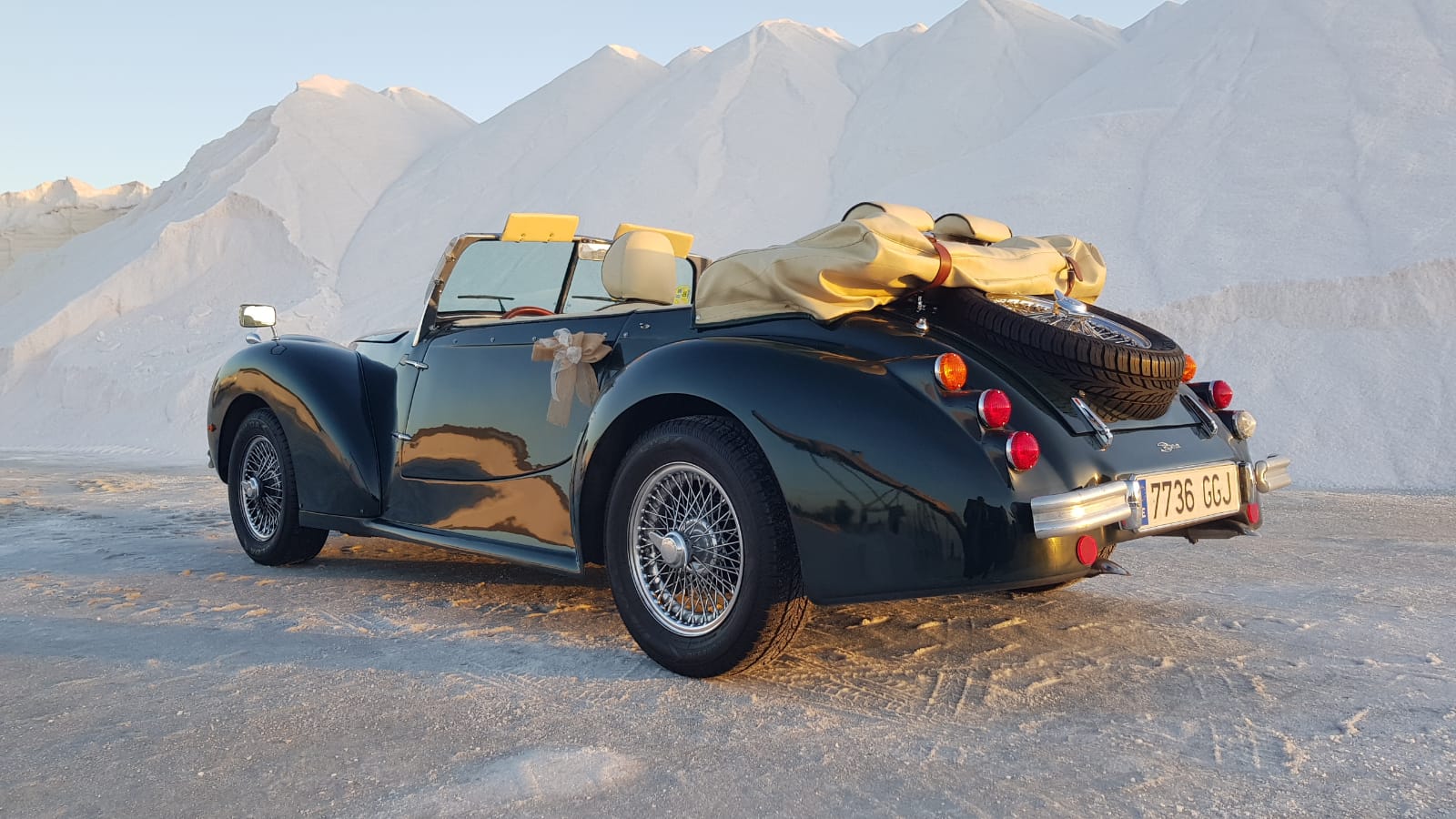 Roadster verde trasera en salinas